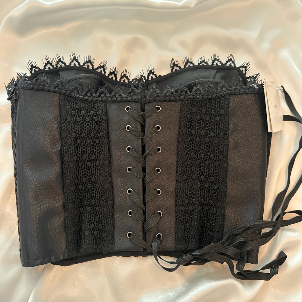 New La Perla Silk Black Lace Bustier Top - Picture 10 of 15